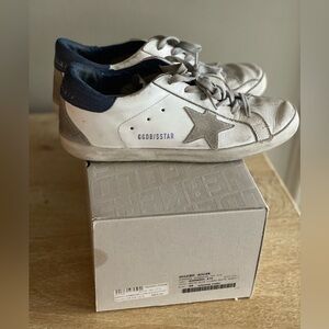 Authentic  Golden Goose  White and Navy Sneakers. Size 39.